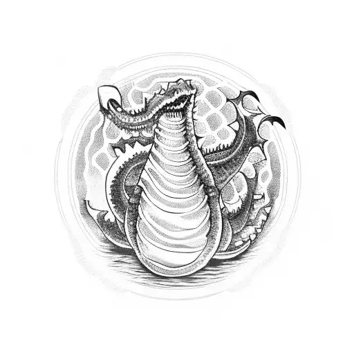 Ogopogo Lake Monster Wrapped Around A Circle