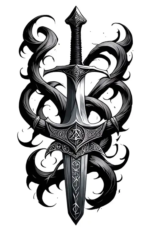 Medevial Sword With Viking Runes
