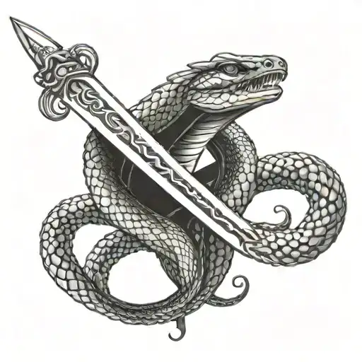Cobra Wraps Around Sword
