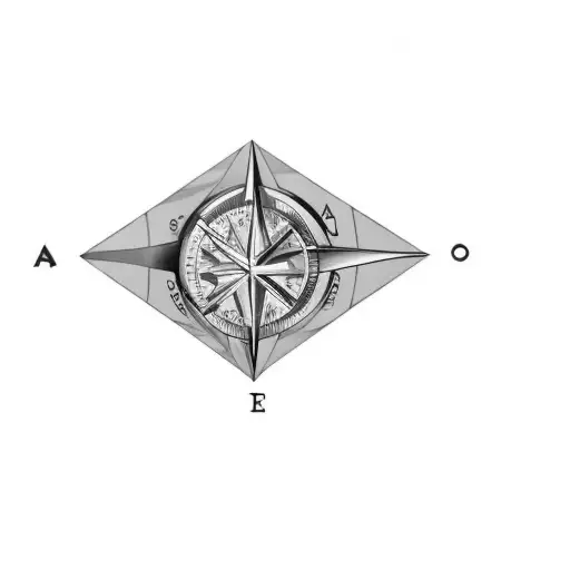 A Diamond With The Bottom Being A Compass And The Top Being Nature