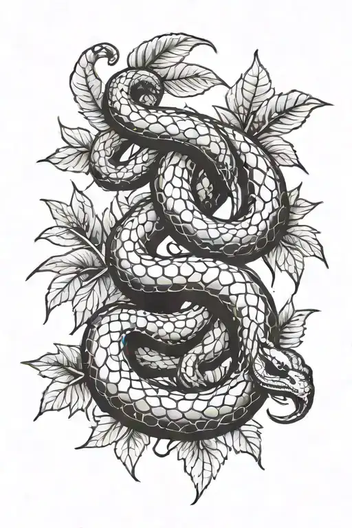 Snake And Leafs Growing