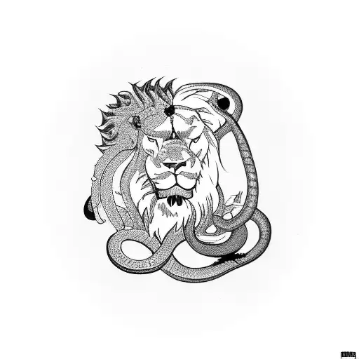 Lion And Snake Kissing Eachother
