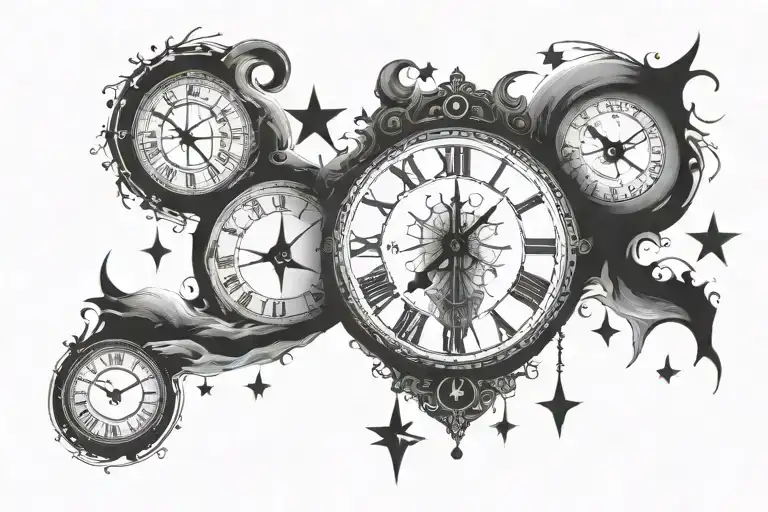 Roman Numerals 1977 With Clock Moon And Stars