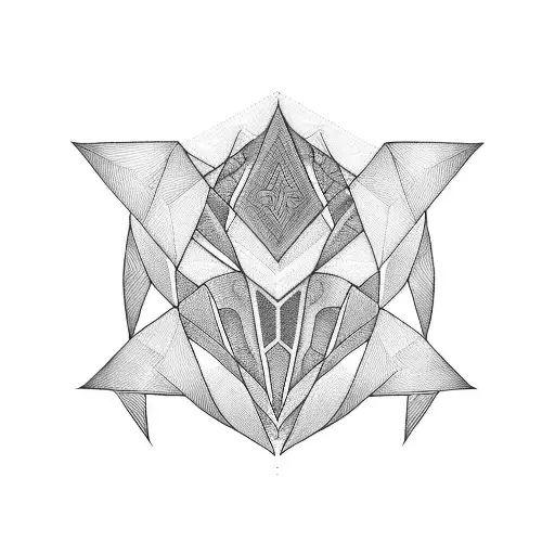 A Blackwork Tattoo Featuring A Geometric Heart And Star Design