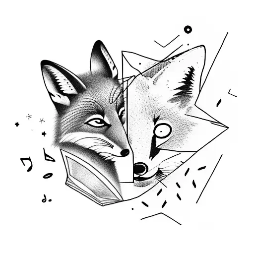 A Sleeping Fox Surrounded By Energetic Music Notes