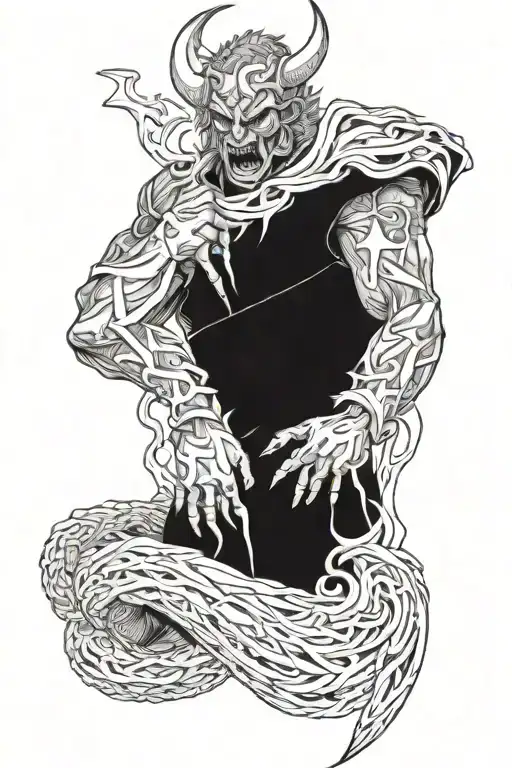 Sleeve Tattoo Berserk In The Style Of Engraving Demons