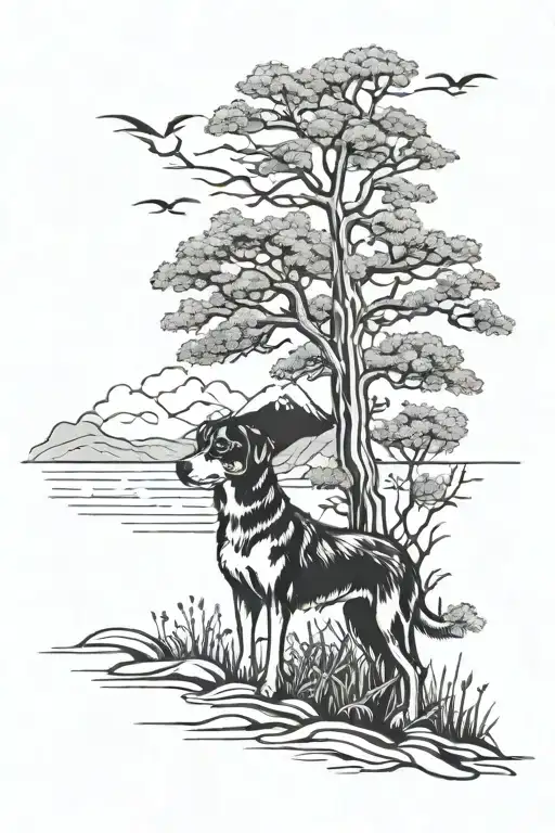 Dog In Nature Scene
