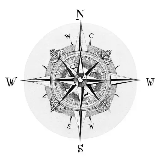 A Compass Surrounded By Intricate Animal Silhouettes