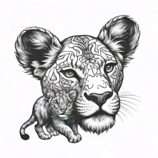 Lion Mom With Cute Lion Baby