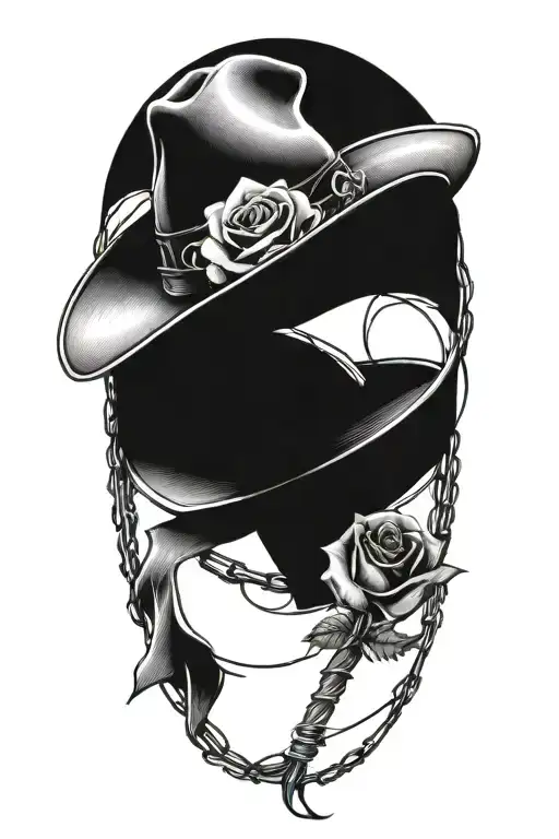 Cowboy Hat With A Rose Intertwined With Barbed Wire