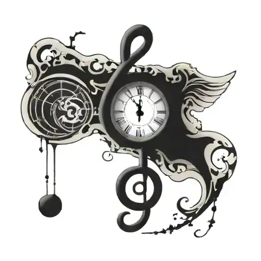 Treble Cleft With A Clock Inside Of It