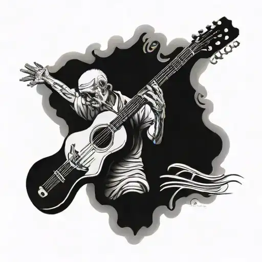 Memory Of Grandpa Tattoo With Guitar