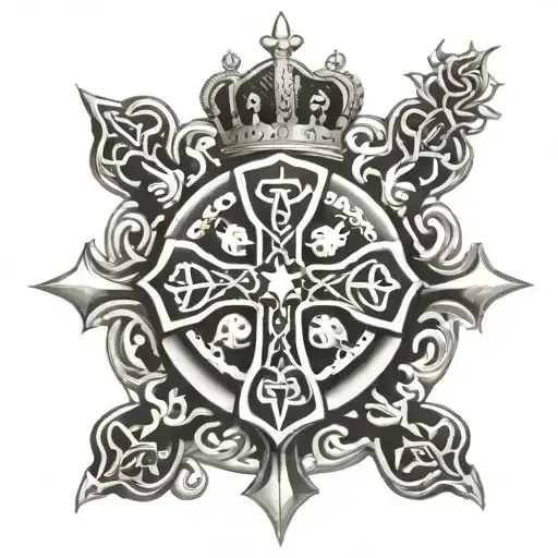 Celtic Cross With Crown Surrounded