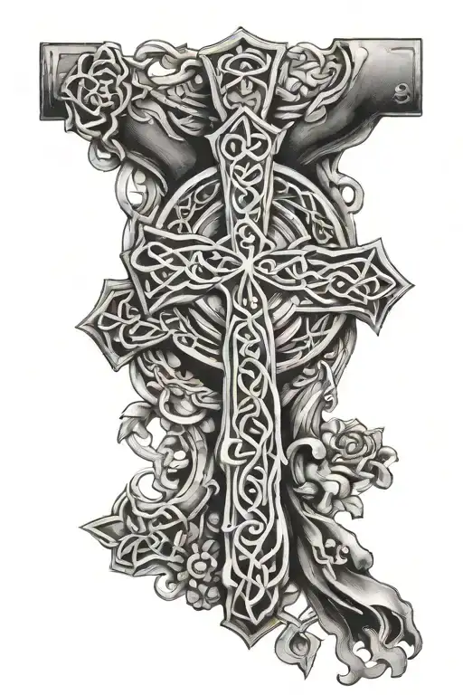 Celtic Cross With Rosary Going Around Forearm