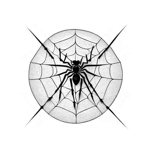 A Blackwork Tattoo Of A Guitar With A Spider Web Design Inspired By Spiderman