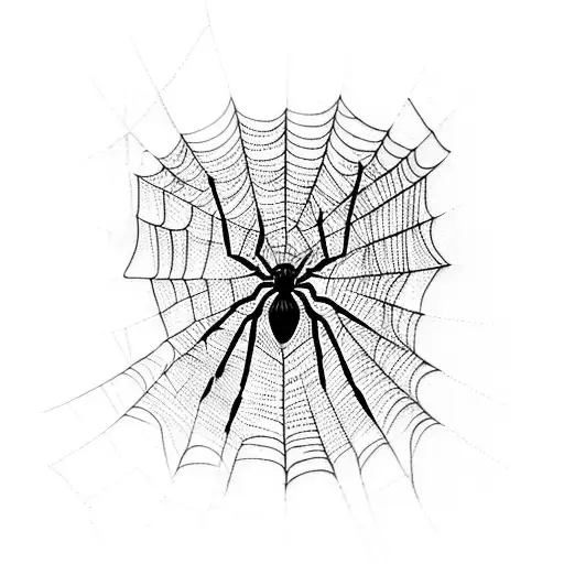 A Blackwork Tattoo Of A Spider Web Intertwined With A Guitar Neck Inspired By Spiderman