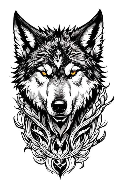 Peong With Wolf Head In The Center Surrounded