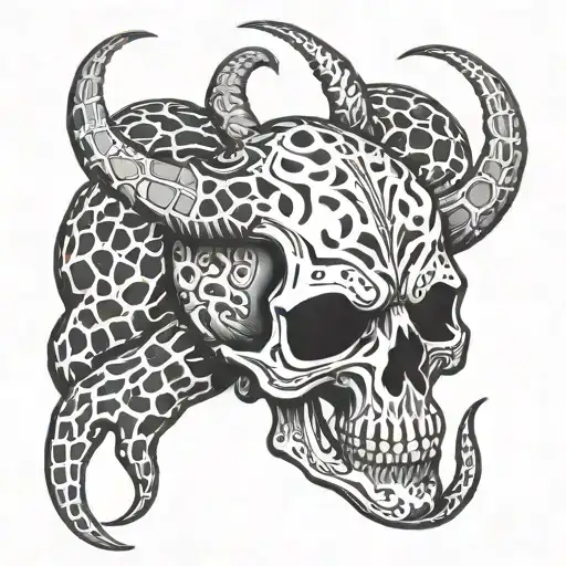 Skull Leopard Print Surrounded Scorpion