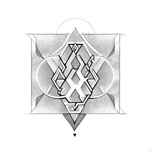 A Blackwork Design Combining Hebrew Letters And Elements Of Nature