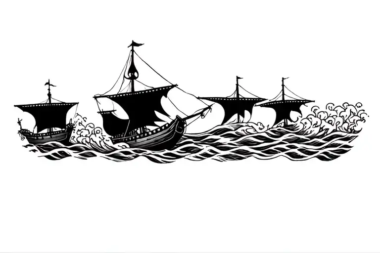 Pirate Ship Sailing Underwater Upsidedown Witch Some Waves Above