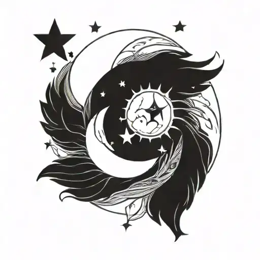 Subtly Integrated Family Brotherhood Sun Moon And Stars Simple