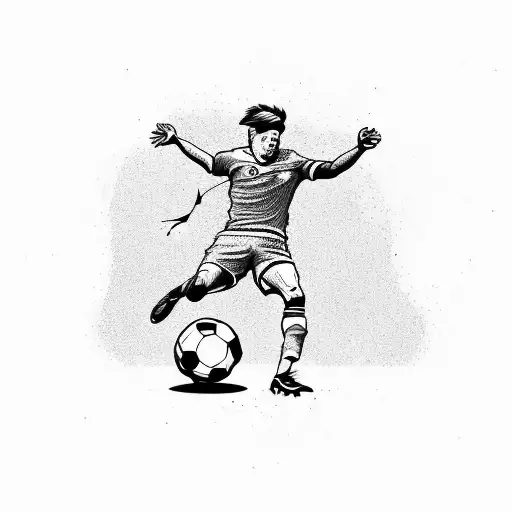 Soccer Player Dribbling A Ball Through A Field Of Flowers