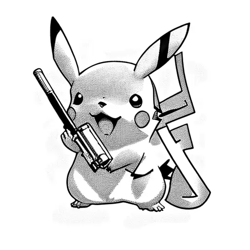 Pikachu Holding A Gun