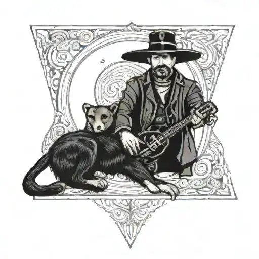 A Shepherd Wearing A Mariachi Hat And A Black Panther By His Side