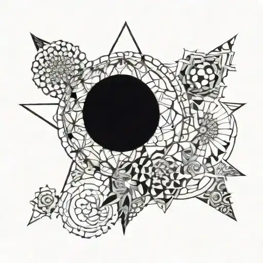 An Abstract Representation Of The Concept Of Meditation Using Intricate Blackwork Patterns