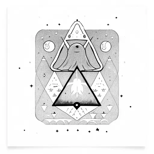 Upsidedown Triangle And Astronaut With Stars Above His Head