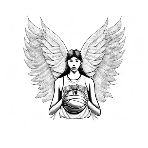 Basketball Player Surrounded By Angel Wings