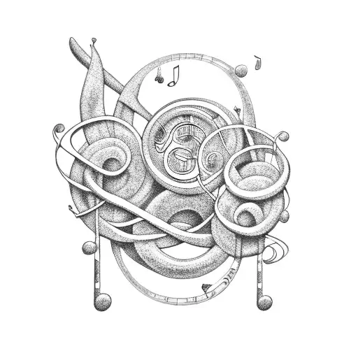 A Cavaquinho Surrounded By Musical Notes And Intertwined With Nature Elements