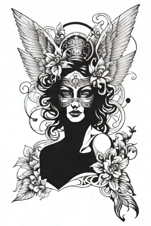 Angel Woman With Mask
