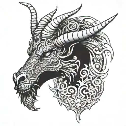 Dragon And Goat Half Face
