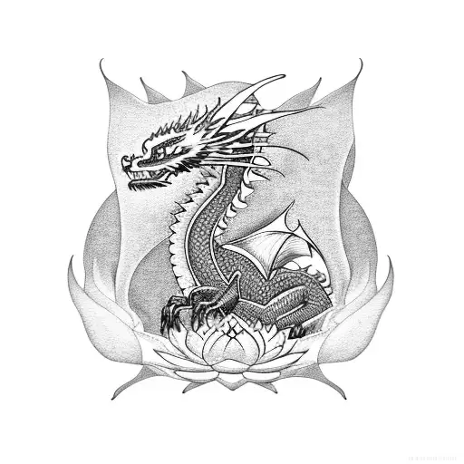 Dragon Emerging From A Lotus Flower