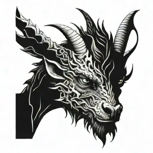 Dragon And Goat Half Face Inside