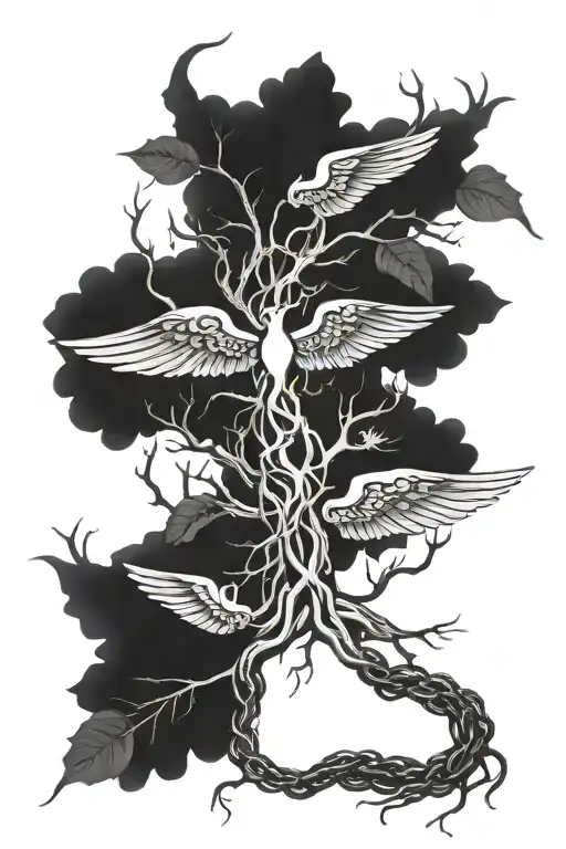Tree Roots Wings And Chain Set