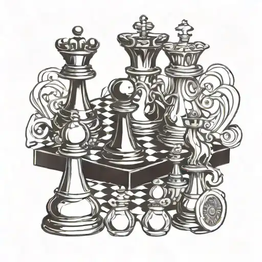 Chess Pieces Intertwined With Vintage Lp Player