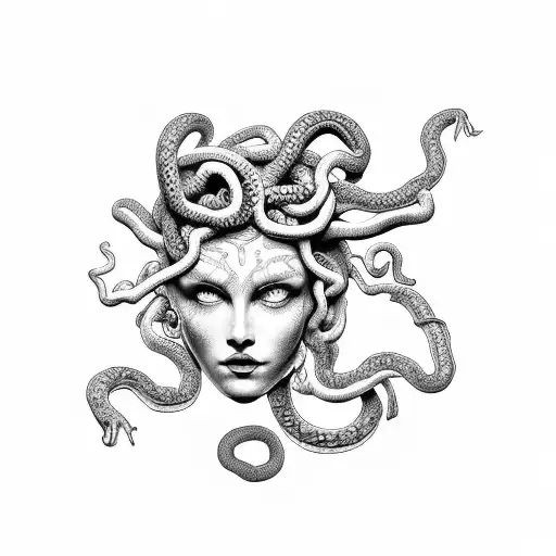 Medusa With Serpent Body Vertical Design