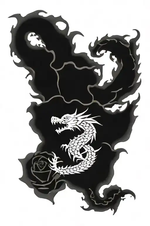 Dragon Line Rose Mythology Arm Sleeve