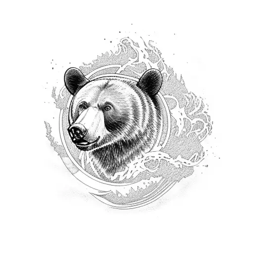 Black Bear With Waves On Shoreline