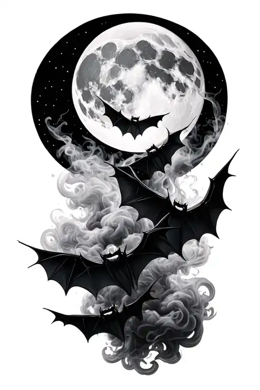 Bats Moon Smoke Forming The Shape