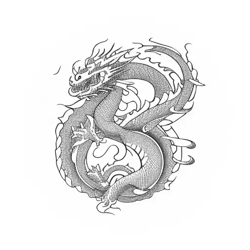 Music Notes Intertwined With A Dragon