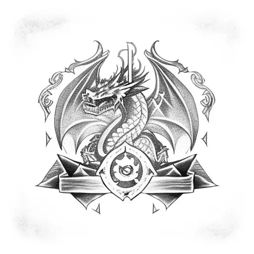 Dragon With Ace Of Spades And Ares