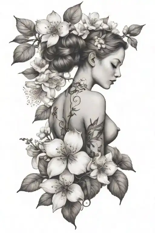 Eve Full Body With Apple Blossom Flower