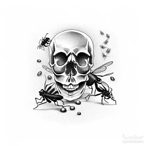 Skull Composed Of Insects