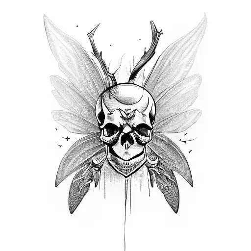 Skull With Creepy Insect Wings