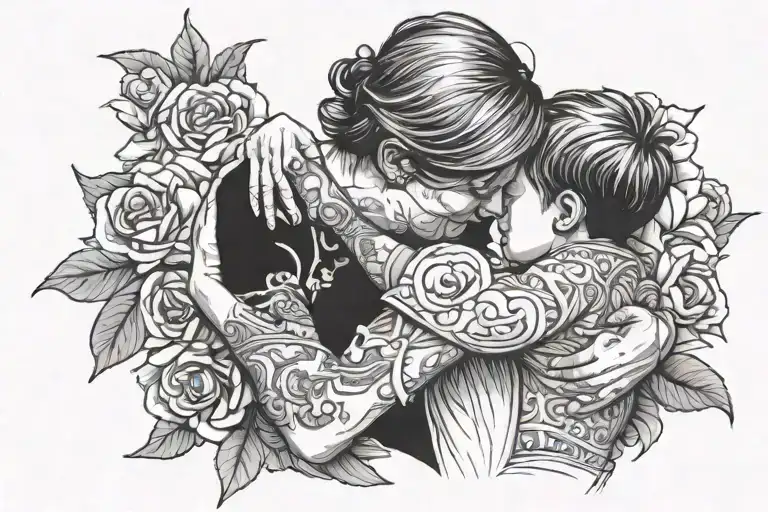 Mom Hugging Son Playing