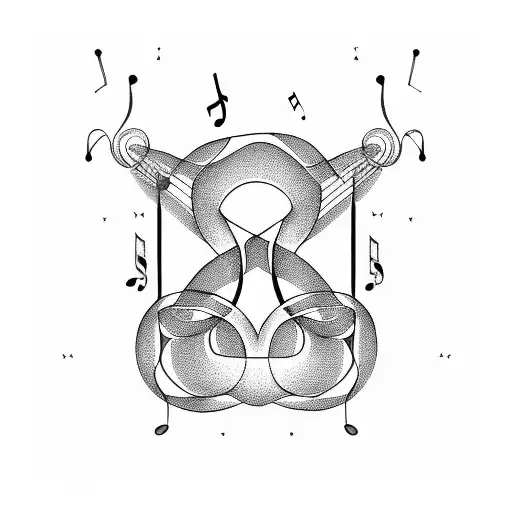 Musical Notes Intertwined With Cat Silhouettes