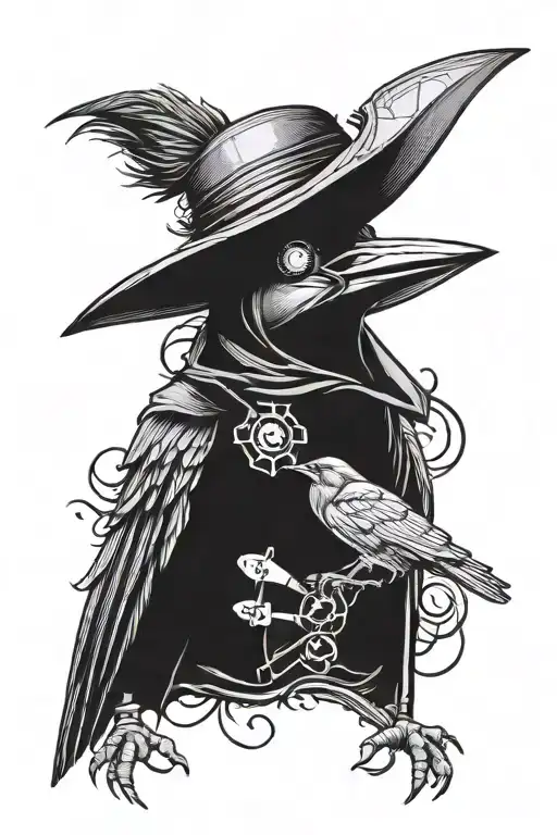 Crow With A Plague Doctor Mask